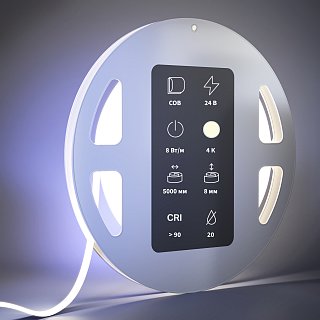 Светодиодная лента Ultra 24В COB 8Вт/м 4000К 5м IP 20 201072