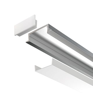 Алюминиевый профиль встраиваемый с фланцем 22×6 (Серебро, 2 м), ALM004S-2M