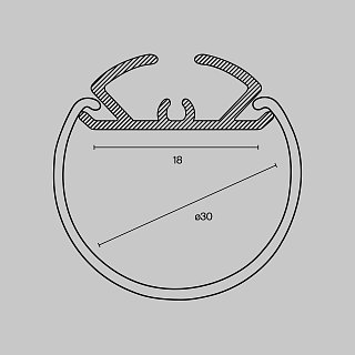 Алюминиевый профиль подвесной D30 (Серебро, 2 м), ALM-D30-S-2M