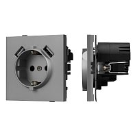 Механизм розетки с USB зарядкой SCT-TENDO-MUAA-PL-GR (230V, 16A) (Arlight, -)