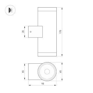 Светильник LGD-RAY-WALL-TWIN-R65-2x9W Day4000 (GR, 23 deg, 230V) (Arlight, IP65 Металл, 3 года)