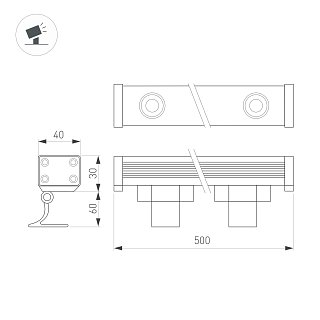 Светодиодный прожектор AR-LINE-500XS-6W-220V Warm (Grey, 30 deg) (Arlight, IP65 Металл, 3 года)