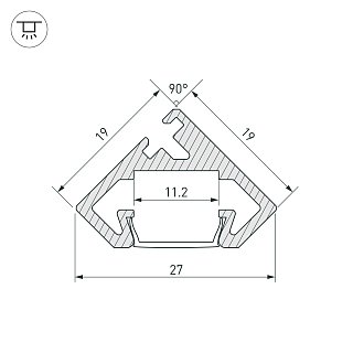 Профиль PDS45-GL-2000 ANOD (Arlight, Алюминий)