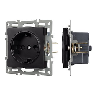 Механизм электрической розетки SCT-MEU1-PL-BK (250V, 16A) (Arlight, -)