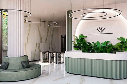 Ресепшн современного бизнес-центра: варианты оформления