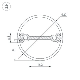 Профиль ROUND-D30-DUAL-2000 ANOD (Arlight, Алюминий)