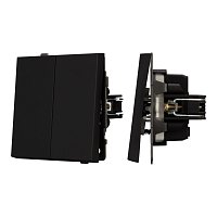 Механизм выключателя двухклавишный непроходной SWT-TENDO-MK02-SFPL-BK (230V, 10A) (Arlight, -)