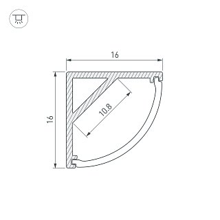 Профиль с экраном ARH-KANT-H16-2000 ANOD+OPAL (Arlight, Алюминий)
