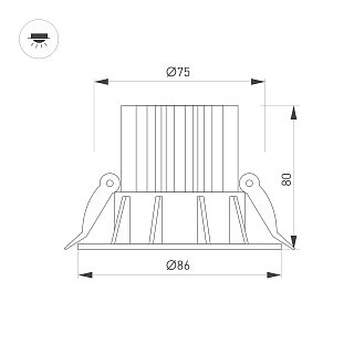 Светильник MS-FOGGY-BUILT-R86-10W Warm3000 (BK, 36 deg, 230V) (Arlight, IP54 Металл, 5 лет)