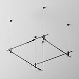 Готовая конструкция квадратная двухуровневая на тросовых подвесах Hang без светильников и блока питания, черный