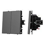 Механизм звонкового выключателя двухклавишный SWT-NOBE-MKR2-SFPL-GR (230V, 10A) (Arlight, Серый базальт)