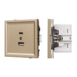 Механизм USB розетки SCT-TENDO-MUAC-SFPL-GD (5V, 3A, QC3) (Arlight, -)