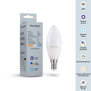 Светодиодная лампа Wi-Fi Candle E14 5W 2700K-6500K MIX DIM 180°