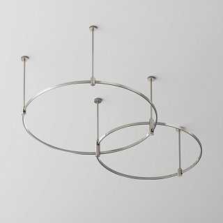 Готовая конструкция круглая двухровневая D800мм + D650мм на жестких подвесах Medium без светильников и блока питания, платина