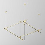 Готовая конструкция квадратная двухуровневая на тросовых подвесах Hang без светильников и блока питания, латунь