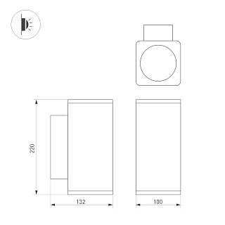 Светильник LGD-EVO-WALL-TWIN-S100x100-2x12W Warm3000 (GR, 44 deg, 230V) (Arlight, IP54 Металл, 3 года)