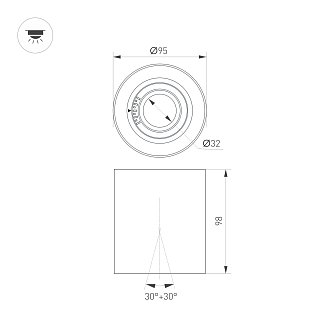 Светильник SP-ACENTO-R95-10W Warm3000 (WH, 20-45 deg, 230V) (Arlight, IP20 Металл, 5 лет)