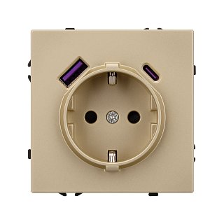 Механизм розетки с USB зарядкой SCT-NOBE-MUAC-SFPL-GD (230V, 16A) (Arlight, -)