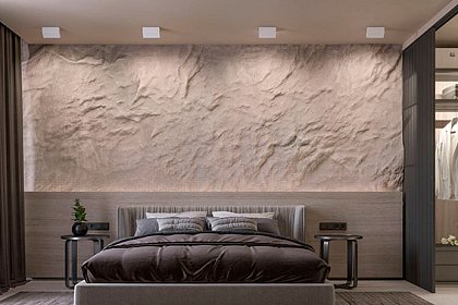 Минималистичная спальня в темных тонах