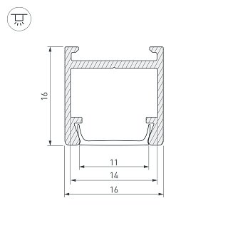 Профиль PDS-H16-2000 ANOD (Arlight, Алюминий)