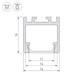 Профиль PDS-ZM-2000 ANOD (Arlight, Алюминий)