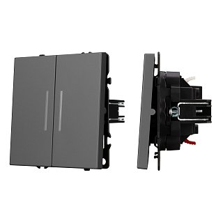 Механизм выключателя двухклавишный непроходной LED SWT-NOBE-MK02-SFPL-L-GR (230V, 10A) (Arlight, -)