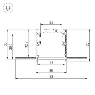 Профиль SL-LINIA32-FANTOM-3000 ANOD (Arlight, Алюминий)