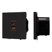 Механизм розетки с быстрой USB зарядкой SCT-NOBE-MUAC-SFPL-FC-BK (65W, QC3) (Arlight, -)