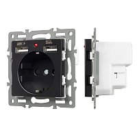 Механизм розетки с USB зарядкой SCT-MUAA-PL-BK (250V, 16A) (Arlight, -)