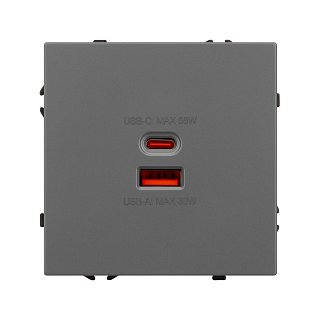 Механизм розетки с быстрой USB зарядкой SCT-NOBE-MUAC-SFPL-FC-GR (65W, QC3) (Arlight, -)