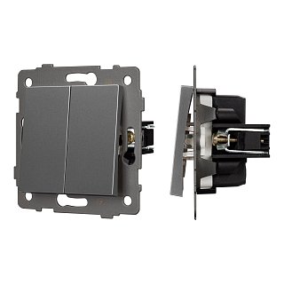 Механизм выключателя двухклавишный непроходной SWT-MK02-PL-GR-V (250V, 10A) (Arlight, -)