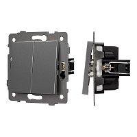 Механизм выключателя двухклавишный проходной SWT-MKP2-PL-GR-V (250V, 10A) (Arlight, -)