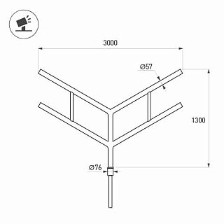 Кронштейн OXOR-SY4-3000x76-L1300 BLACK (Arlight, Сталь)