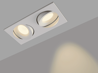 Корпус светильника потолочный встраиваемый  наклонно-поворотный, COMBO-2S2-WH, Белый, IP20, COMBO-2S2-WH