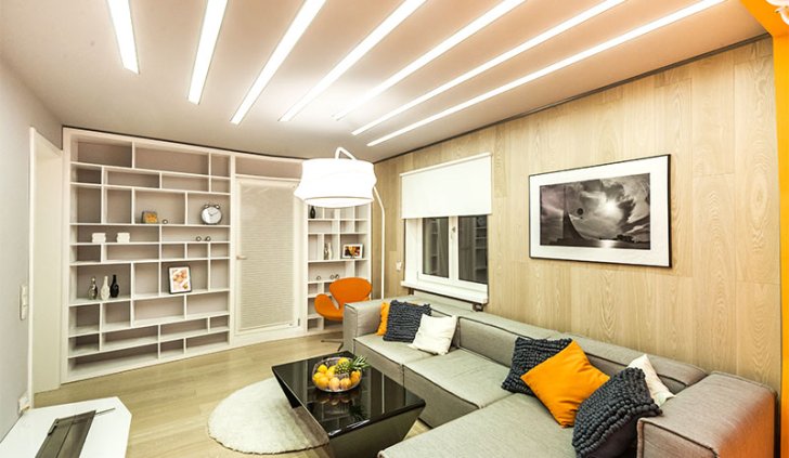 Линейные встроенные светодиодные светильники из пластика и светодиодной ленты Arlight