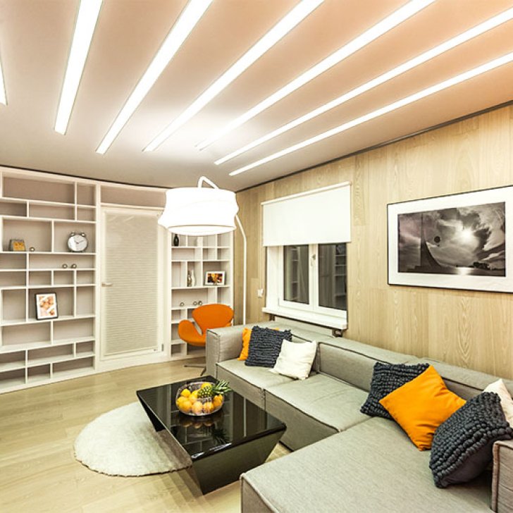 Линейные встроенные светодиодные светильники из пластика и светодиодной ленты Arlight