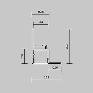 Алюминиевый профиль встраиваемый скрытого монтажа 26x30 (Серебро, 2 м), ALM-2630-S-2M 632014