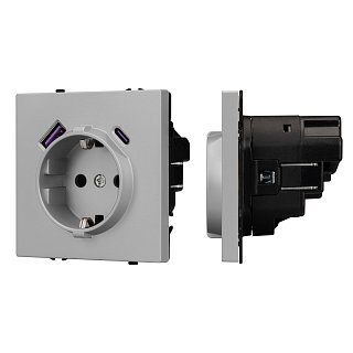Механизм розетки с USB зарядкой SCT-NOBE-MUAC-SFPL-IS (230V, 16A) (Arlight, Никель)