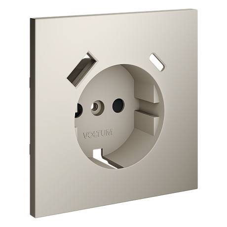 Накладка для розетки с заземлением и защитными шторками, с USB A+C, S70 (кашемир)