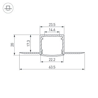 Профиль FANTOM-W20-H20-2000 ANOD (Arlight, Алюминий)