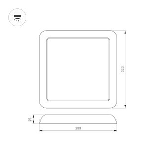 Светильник CL-FIOKK-S300x300-25W Day4000-MIX (WH, 120 deg, 230V) (Arlight, IP44 Пластик, 3 года)