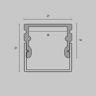 Алюминиевый профиль накладной 21×21 (Серебро, 2 м), ALM007S-2M