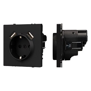 Механизм розетки с USB зарядкой SCT-NOBE-MUAA-SFPL-BK (230V, 16A) (Arlight, -)