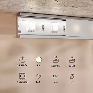 Светодиодная лента Base 24В 5050 14,4Вт/м 4000K 5м IP 20 201190