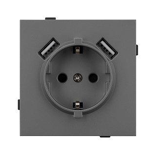 Механизм розетки с USB зарядкой SCT-TENDO-MUAA-SFPL-GR (230V, 16A) (Arlight, -)