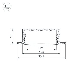 Профиль с экраном ARH-WIDE-F-H10-2000 ANOD+OPAL (Arlight, Алюминий)