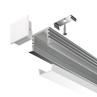 Алюминиевый профиль встраиваемый с накладным фланцем 22×12 (Серебро, 2 м), ALM006S-2M