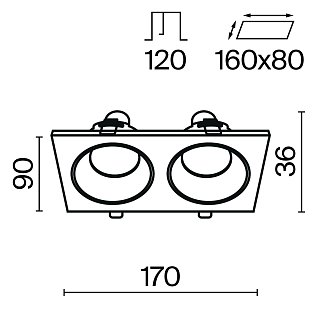 Встраиваемый светильник Zoom GU10 2x10Вт IP 65