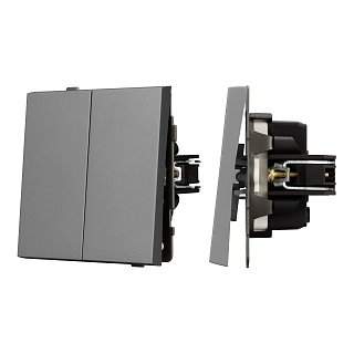 Механизм выключателя двухклавишный непроходной SWT-TENDO-MK02-PL-GR (230V, 10A) (Arlight, -)