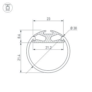 Профиль ROUND-D30-2000 ANOD (Arlight, Алюминий)